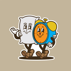 pillow and clock mascot good for sticker, badge, brand mascot, poster, etc