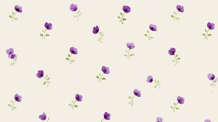 Obraz premium A collection of delicate purple flowers, painted with watercolor on a neutral canvas, creating a beautiful and timeless aesthetic.