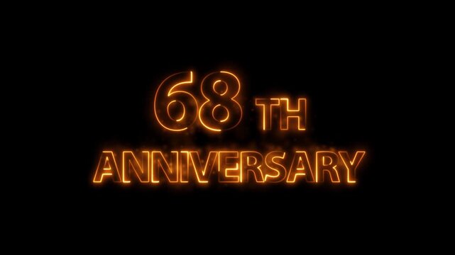 Congratulations on 68th Anniversary 4k video, neon glowing text animation on Luxury background.  Greeting text 68  anniversary Luxury celebration motion animation. neon lighting happy anniversary text