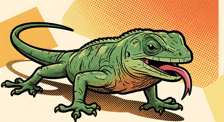 Obraz premium green iguana on a branch