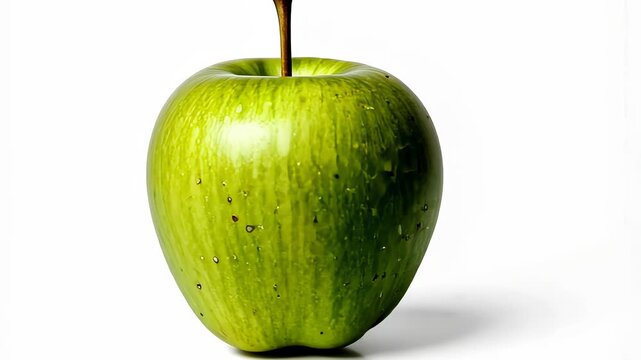 Vibrant Close-Up of a Fresh Green Apple Highlighting its Smooth Skin and Natural Texture on a White Background