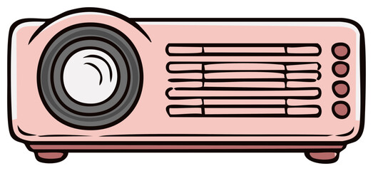 Stylized pink multimedia projector icon for business education or home entertainment illustration