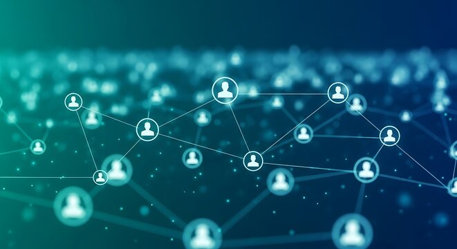 Abstract network of people icons connected digitally