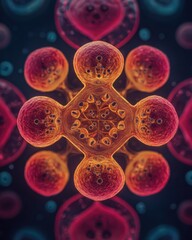 Abstract depiction of colorful and intricate cellular structures with vibrant patterns and depth in a mesmerizing digital illustration