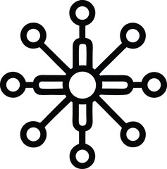 Fototapeta premium Abstract radial network connection symbol representing interconnected nodes in a digital system or scientific concept for technology and communication themes.