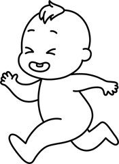 달리는 아기 흑백