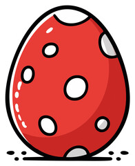 Fototapeta premium Cartoon red egg with white spots simple illustration for Easter or game design