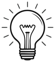 Fototapeta premium Glowing light bulb vector illustration, concept of idea, innovation and creativity