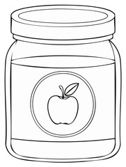 Canned Apple Jam Outline: Preserves in a Glass Jar With Apple Label