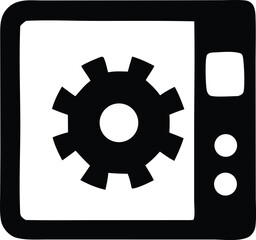 Appliance control gear icon representing settings maintenance repair operation technical service device function adjustment mechanism