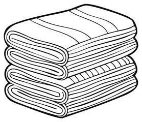 Neatly Stacked Folded Clothes and Fabrics: Towels, Blankets, Linens, Textile Products, Laundry Items in a pile ready for use.