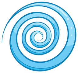 Cartoon blue liquid spiral swirl of water forming a vortex or whirlpool graphic