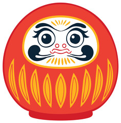 Traditional Japanese Red Daruma Doll Vector Illustration a Symbol of Good Luck and Perseverance