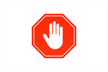 Obraz premium stop hand sign, Red Octagon Stop Hand Icon – Vector
