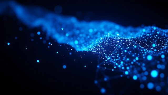 An abstract visualization of glowing blue particles floating in dark space, representing data in a creative way.