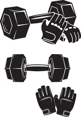 Obraz premium Dumbbell and Weightlifting Gloves Set - Fitness Equipment Vector