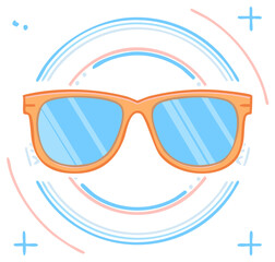 Stylish Cartoon Sunglasses Illustration with Arches for Design Projects and Summer Themes