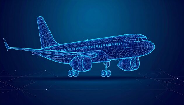 Wireframe airplane graphic