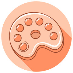 Obraz premium Artistic painter's palette with colorful paint dabs and a long shadow