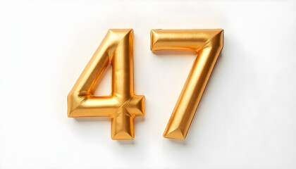 47 Number air inflatable balloon isolated on white background