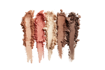 Close-up of face powder swatches in various shades