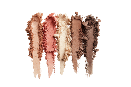 Close-up of face powder swatches in various shades