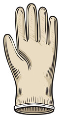 Obraz premium Illustration of a hand wearing a protective latex glove, showing fingers and thumb spread