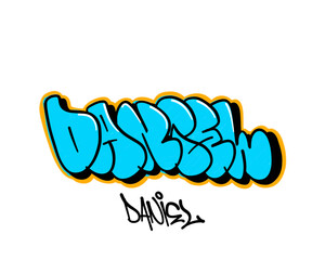 textured graffiti bubble style letter DANIEL male name isolated design