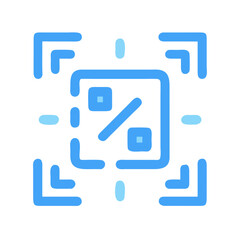 Discount sale icon with scan lines on black background