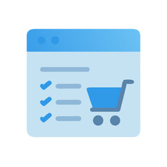 Online Shopping Checklist with Cart on Light Blue Interface