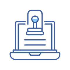 Digital Identity Verification with Online Stamp on Laptop Icon