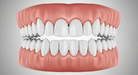 Obraz premium Perfectly aligned white teeth in healthy pink gums radiate confidence and oral care