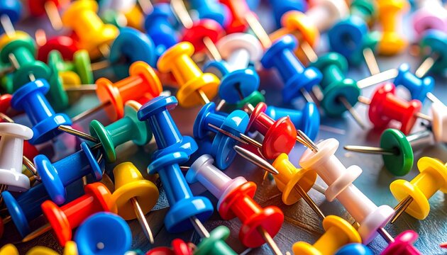 Vibrant Collection of Colorful Push Pins for Office, School and Craft Use