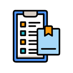Checklist with notes icon on black background illustration