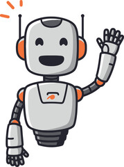 Friendly Cartoon Robot Waving Hello