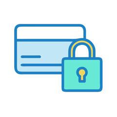 Secured credit card with padlock on black background