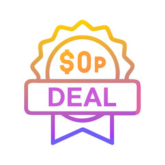 Zero Price Deal Badge with Gradient Color Scheme on Black
