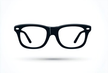 Fototapeta premium Silhouette of dark-rimmed spectacles, centered and casting a soft shadow against a plain white background