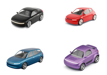 Modern Minimalistic 3D Cars Icons