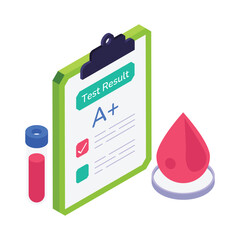 Blood Test Result isometric vector illustration.