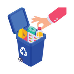 Medical Waste isometric vector illustration.