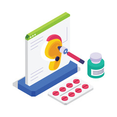 Otolaryngology isometric vector illustration.