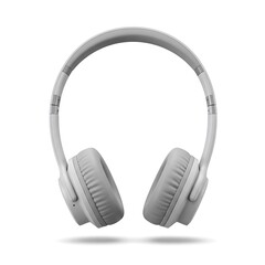 Modern White Over-Ear Headphones Isolated on White Background