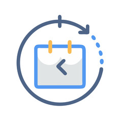 Calendar with rotating arrow, symbolizing date changes and reminder