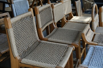 Balinese Woven Bar Stools in Street Shop Display