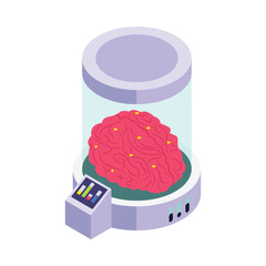 Futuristic Medical Brain isometric vector illustration.