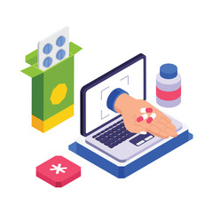 Online Drugs isometric vector illustration.