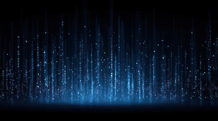 Vertical streaks of ethereal blue light descend, creating a dazzling display against a dark backdrop, evoking a sense of magic and wonder