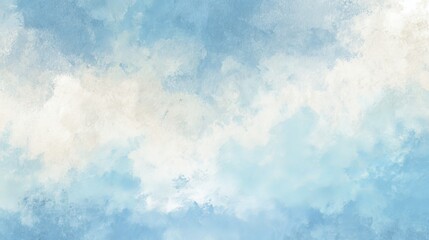 Obraz premium Calm watercolor wash in pastel blue and cream, subtle gradients, textured paper look, central negative space for text or quotes, 16:9