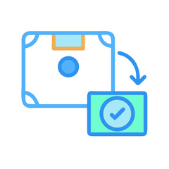 Process completed icon showing task flow with validation mark
